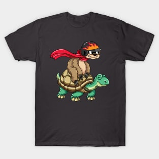 Funny Sloth Riding a Turtle T-Shirt